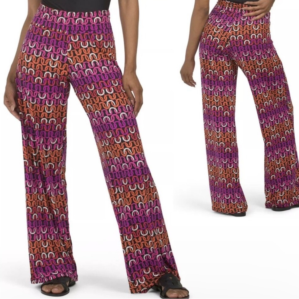 NWT New $162 Trina Turk Liquid Knit Wide Leg Pants size M